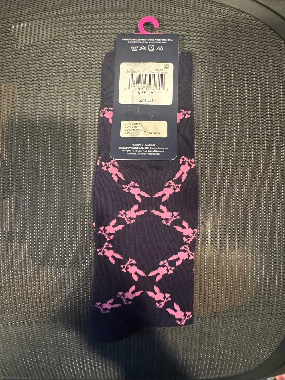 Psycho Bunny Men’s Crew Socks Trio - Light Blue, Orange & Black